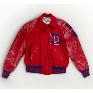 Vintage 1969 Dallas Football High School Letterman Jacket Sz 44 Red Blue